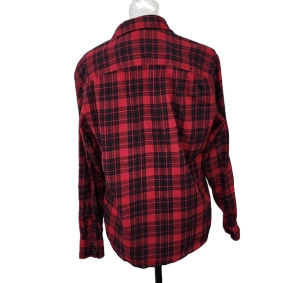 Arizona Jeans Mens red & black plaid Flannel Shirt. Large - Picture 3 of 8